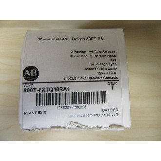 Allen Bradley 800T-FXTQ10RA1 Push Button EMPTY BOX ONLY!