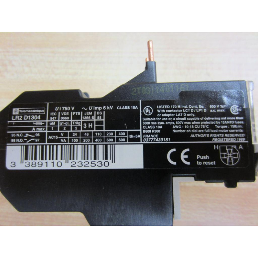 Telemecanique LR2-D1304 Thermal Overload Relay - New No Box