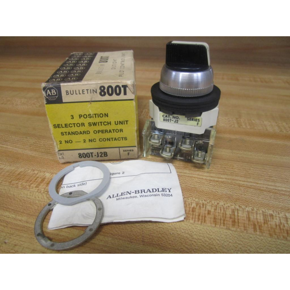 Allen Bradley 800T-J2B 3-Pos. Selector Switch Series F