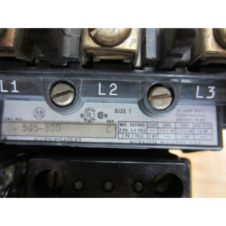 Allen Bradley 505-BOD Reversing Starter 505-B0D W42185-800-01 - Used