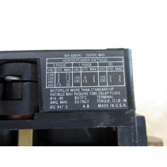 Allen Bradley 194R-NJ030P3 IEC Disconnect 194RNJ030P3 Series B Short Rod - Used