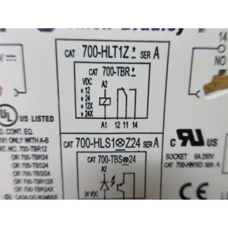 Allen Bradley 700-HLT1Z24 Block Relay 700-TBS24 Series C - New No Box