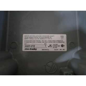 Allen Bradley 800T-2TZ Pushbutton Enclosure 800T2TZ - Used