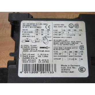 Siemens 3RT1026-1BB40 Contactor 3RT10261BB40 - Used