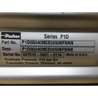Parker P1D5G040MCE0350NFNNN Pneumatic Cylinder P1D5G040MCE0350NFNNN - New No Box
