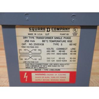 Square D 250SV1B Transformer - New No Box