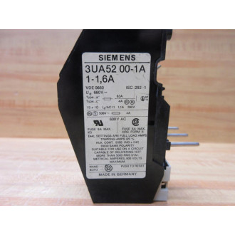 Siemens 3UA5200-1A Overload Relay 3UA52001A 1-1,6A - Used