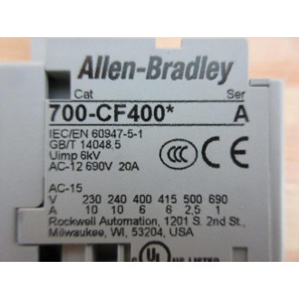 Allen Bradley 700-CF400* Control Relay 700CF400 20A24V - New No Box
