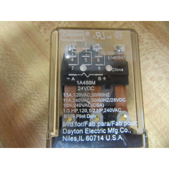 Dayton 1A488M-24V DC Relay 1A488M-24VDC - Used