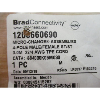 Brad Connectivity 884030K05M030 Molex Micro-Change Cordset 1200660690