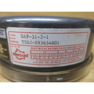 Dwyer DAF-31-2-1 Mercoid Pressure Switch DAF3121