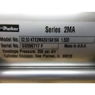Parker 02.50 KTE2MA3U19A19A 1.500 Cylinder 0250KTE2MA3U19A19A1500 - New No Box