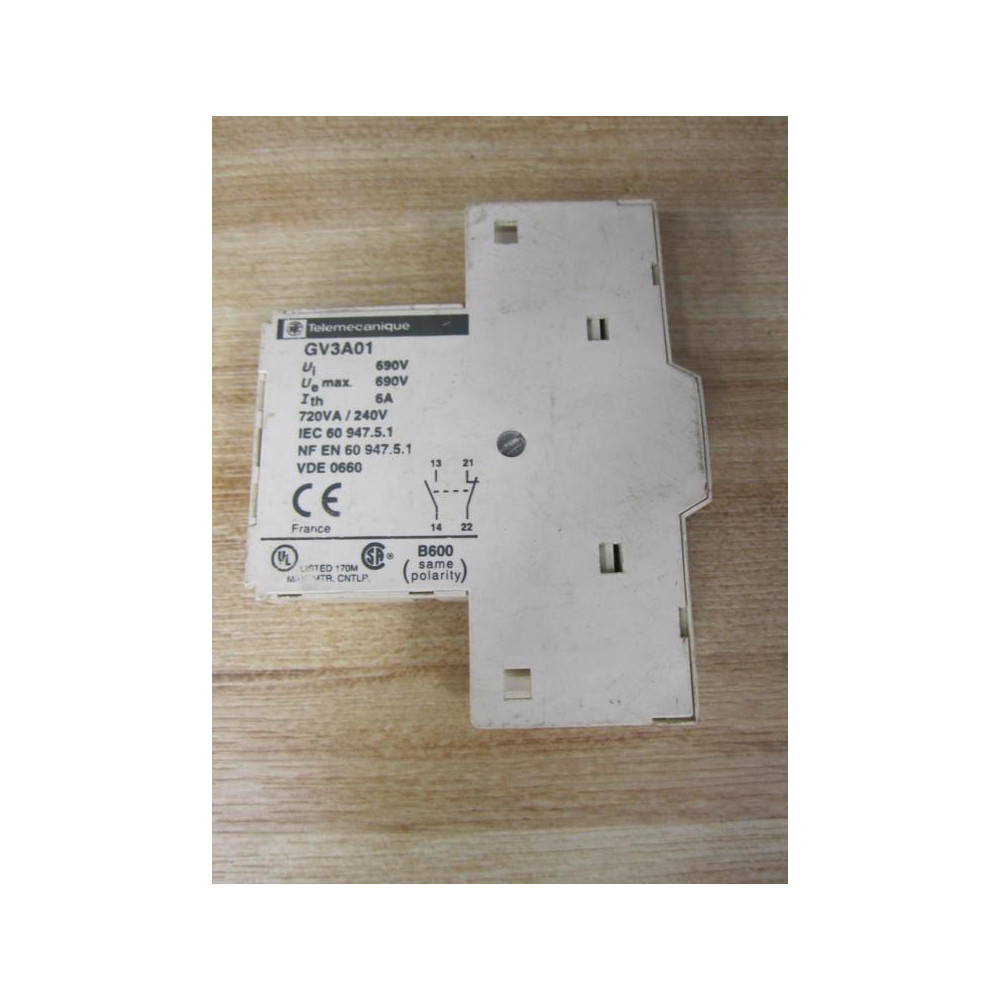 Telemecanique GV3-A01 Auxilliary Contact GV3A01 - Used