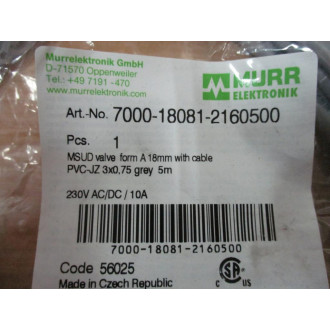 Murr Elektronik 7000-18081-2160500 Valve Plug 7000180812160500