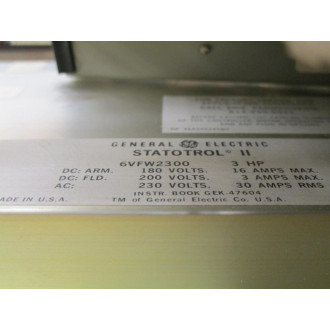 General Electric 6VFW2300 A3 Motor Control w44B337316G301 Without Cover - Used