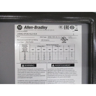 Allen Bradley 1494G-EF3N-412-414 Disconnect Switch