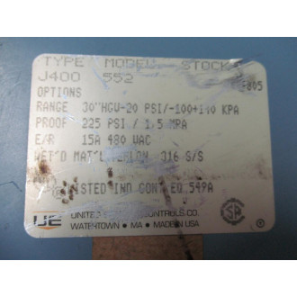 United Electric Controls J400-552 Pressure Switch J400552 - Used