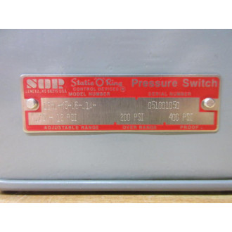 SOR 12RL-K5-J6-J1A    .75-12PSI Pressure Switch 12RL-K5-J6-J1A - New No Box