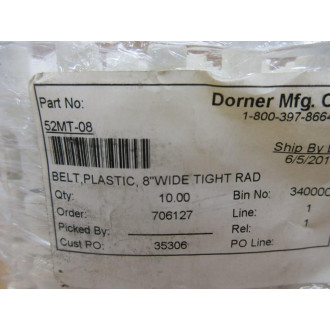 Dorner Mfg. 52MT-08 Conveyer Belt 52MT-08A 10' - New No Box
