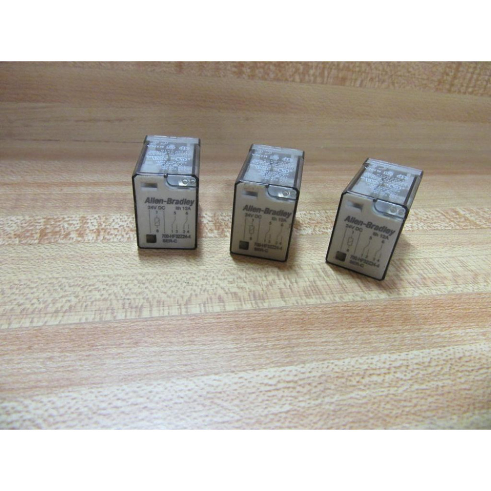 Allen Bradley 700-HF32Z24-4-24V DC Relay 700-HF32Z24-4 Series C (Pack of 3) - Used