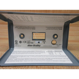 Allen Bradley 600-TAX4 Manual Motor Starter 600TAX4 WO Cover Plate - New No Box
