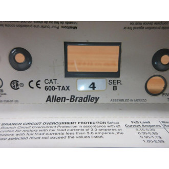 Allen Bradley 600-TAX4 Manual Motor Starter 600TAX4 WO Cover Plate - New No Box
