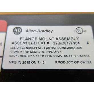 Allen Bradley 22B-D012F104 Flange Mount Assembly 22BD012F104 - Used