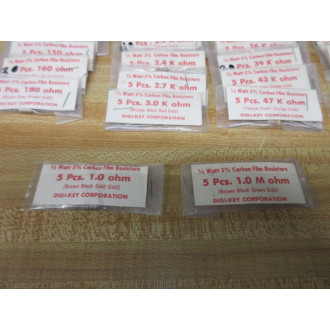 Digi-Key 1.0 OHM-1.0 M OHM-12W-5 Resistors 10OHM10MOHM12W5 (Pack of 139)