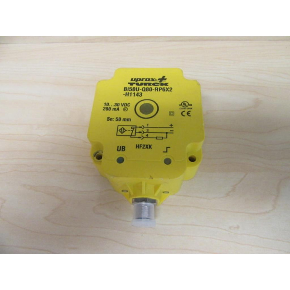 Turck BI50U-Q80-RP6X2-H1143 Switch BI50UQ80RP6X2H1143 1608941 Yellow - Used