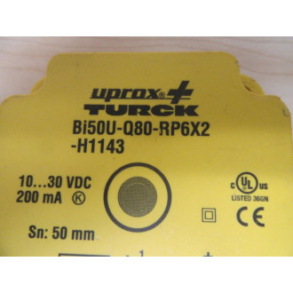 Turck BI50U-Q80-RP6X2-H1143 Switch BI50UQ80RP6X2H1143 1608941 Yellow - Used