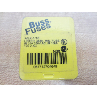 Buss AGX-116 Bussmann Fuse Cross Ref 1DJ50 (Pack of 10)