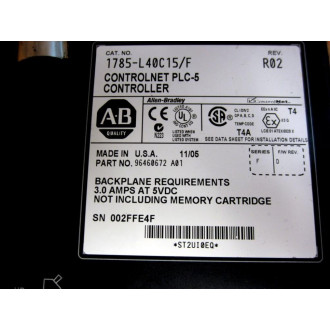 Allen Bradley 1785-L40C15 PLC-5 Controller 1785L40C15 Rev.R02 FW Rev.D - Used