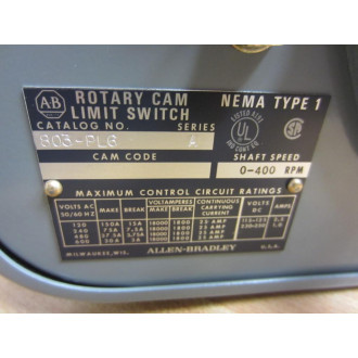 Allen Bradley 803-PL6 Rotary Cam Limit Switch 803PL6