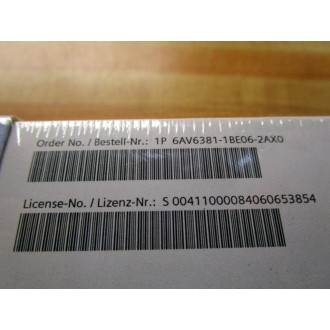 Siemens 6AV6381-1BE06-2AX0 Simatic WinCC V6.2 1P 6AV6381-1BE06-2AX0