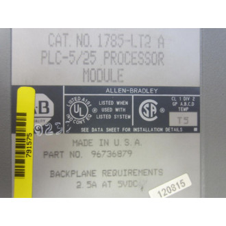 Allen Bradley 1785-LT2 PROCR Module PLC-525 Non-Refundable - Parts Only