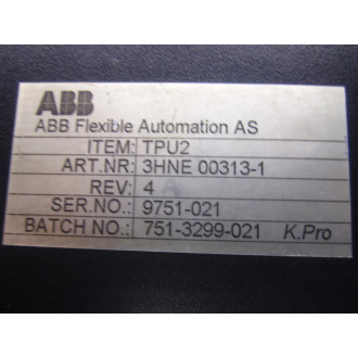 ABB 3HNE-00313-1 Pendant TPU2 CaseHardware OnlyRev.4 - Used