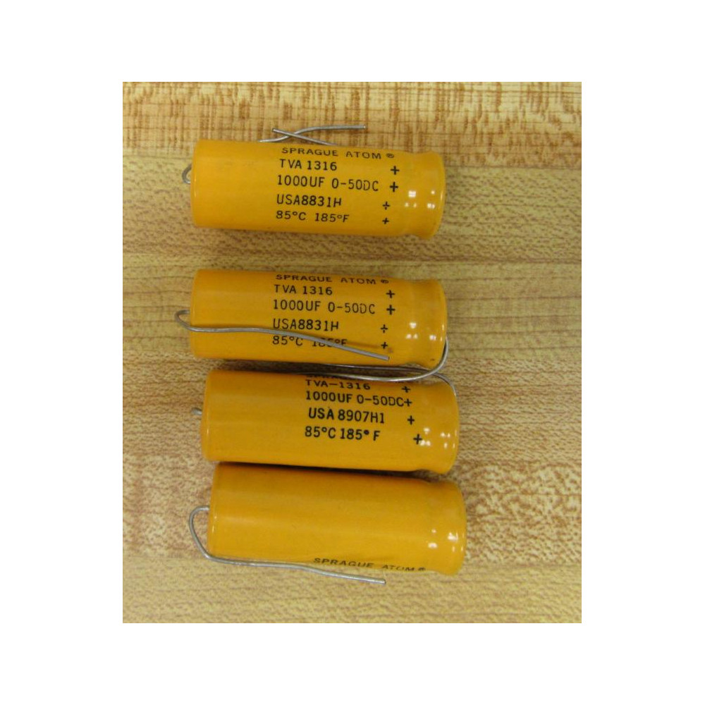 Sprague TVA-1316 Capacitor TVA1316 1000UF 0-50DC (Pack of 4) - New No Box