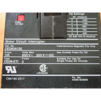 Siemens CED63A125 125A Circuit Breaker CED63A125L - New No Box