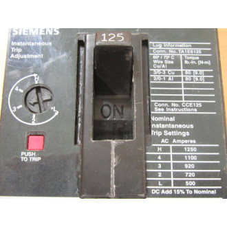 Siemens CED63A125 125A Circuit Breaker CED63A125L - New No Box