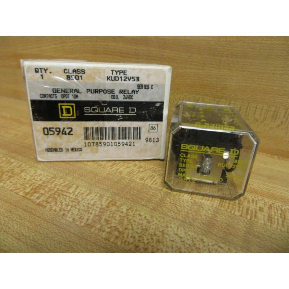 Square D 8501-KUD12V53-24V DC Relay 8501-KUD12V53-24VDC Series C