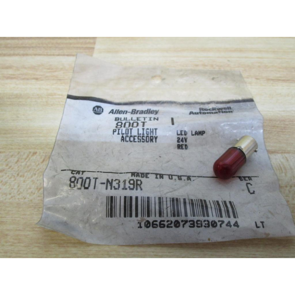 Allen Bradley 800T-N319R LED Lamp Red Bulb 24VACDC