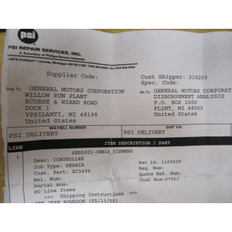 Siemens 6ES5-921-3WB14 Module 6ES59213WB14 PSI Services - Refurbished