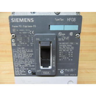 Siemens HFK3B150 Circuit Breaker HFK3B150L - Used
