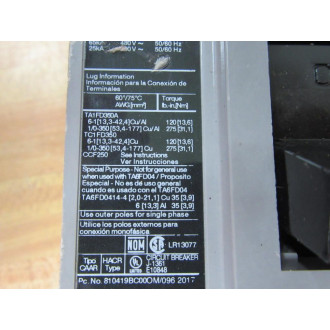 Siemens HFXD63B150 150A Circuit Breaker HFXD63B150L - Used