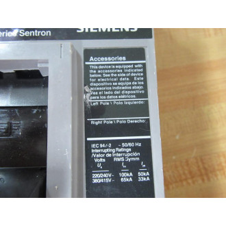 Siemens HFXD63B150 150A Circuit Breaker HFXD63B150L - Used