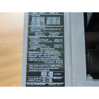 Siemens HHFD63F250 250A Circuit Breaker HHFD63F250L - New No Box