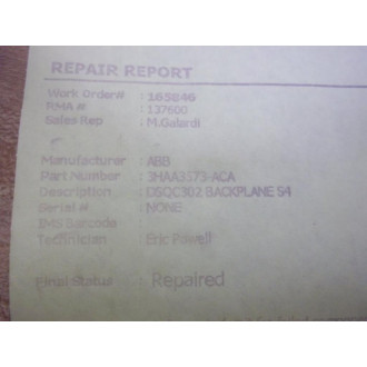 ABB 3HAA3573-ACA DSQC 302 Backplane (Pack of 2) - Used