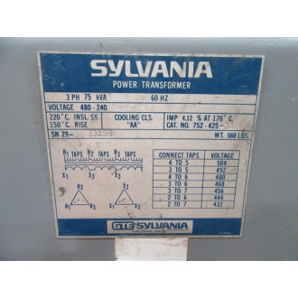 GTE Sylvania 752-425 Transformer 752425 - Used
