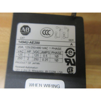 Allen Bradley 1494U-AE200 Electrical Interlock 1494UAE200
