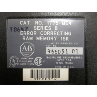 Allen Bradley 1775-ME4 Error Correcting Ram Memory - Used